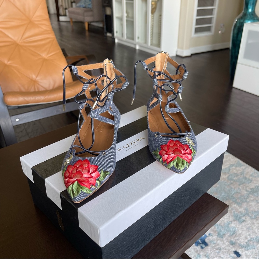 Aquazzura Ballet Flats Denim With the Flower Size 6